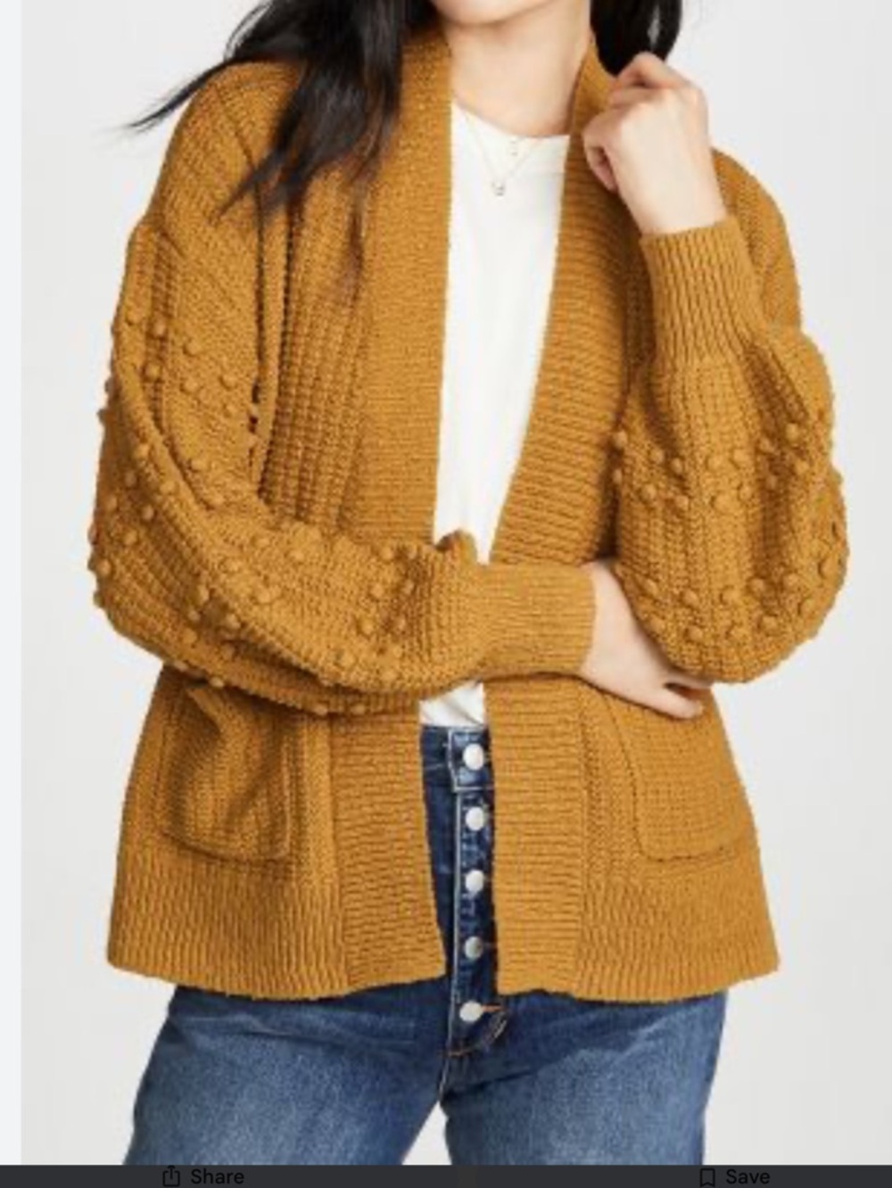 Madewell Women's  Bobble Sleeve Sycamore Cardigan Egyptian Gold Size M